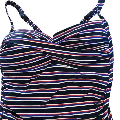 NIP Tuck Bond Eye Tummy Tuck Slimming Swimsuit Size 6 Multi Fit Cup Striped Blue