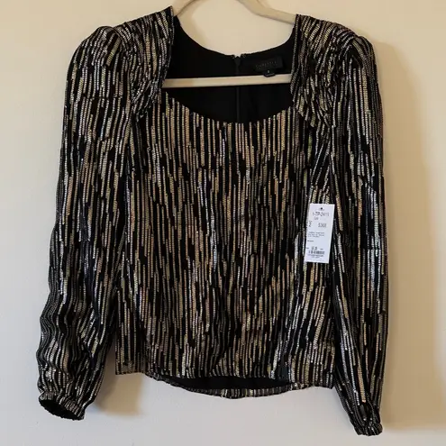 Carlisle NWT! Black and Gold Shimmer Blouse Top - Size 2- Holiday/NYE Outfit