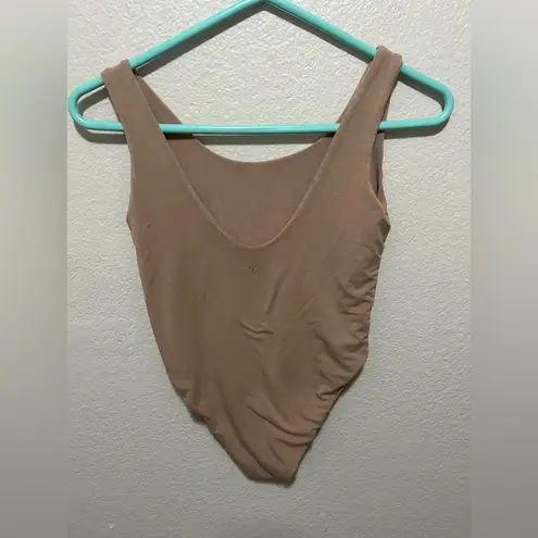 Indigo Luna Bodysuit • Size Medium • Minimalist Slow Fashion Essential Taupe Brown