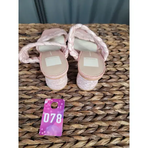 Dolce Vita Paily Womens 7 Pink Raffia Braided Straps Block Party Strappy Sandals