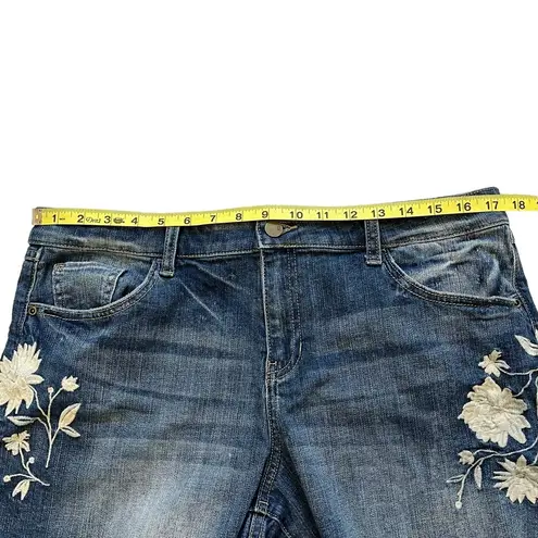 New York & Co. Soho Jean Shorts Fringe Hem, Sz 14