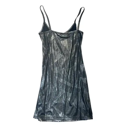 BKE Sparkly Metallic Camisole Tank Top Silver-Black Shimmer V-Neck Size Medium