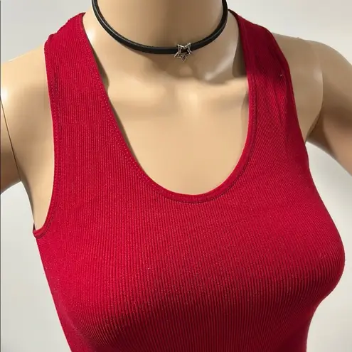 FinaModa Fitted Red Tank Top with Scoop Neckline Size undefined