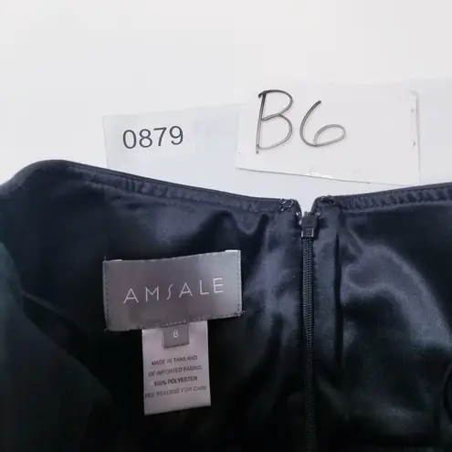 AMSALE Satin Peplum Strapless Long Gown Evening Dress Sweetheart Neckline Black Size 8