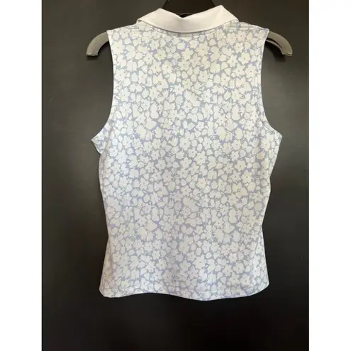 Laura Ashley Golf & Tennis Active Sleeveless Polo White & Blue Floral Size M