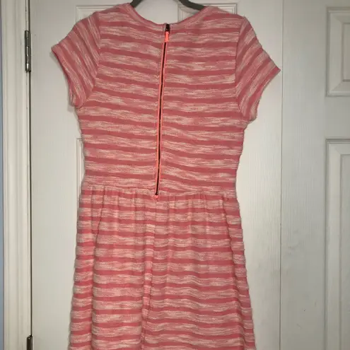 Maison Jules bubblegum pink white striped dress fit flare women’s size medium