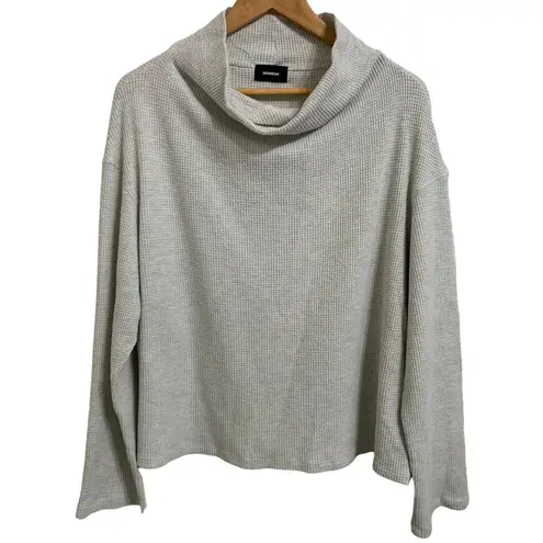 Monrow cowl neck waffle knit pullover in eggshell size XL White