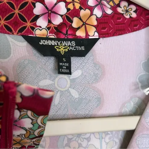 Johnny Was Yama Floral Zip-Up Track Jacket Coat Boho Chic Pink Red NWT