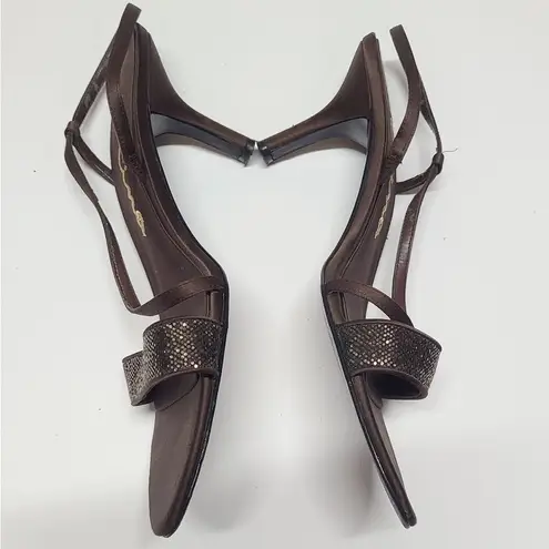 Nina  Gaie Brown Crystal/Satin Sandals Size 9