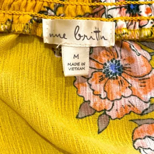 Nine Britton || Mustard floral print long sleeve flowy blouse