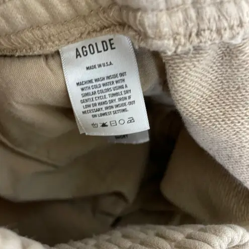 AGOLDE  Boxing Fleece Shorts Womens Medium Tan Fleece Pull On Athleisure Lounge