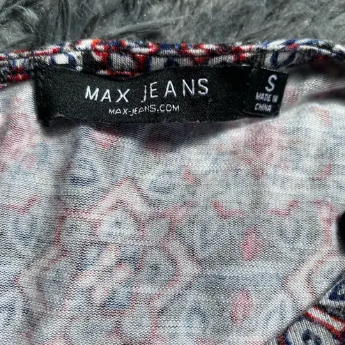 Max jeans Geometric Print Bell Sleeve Peplum Top