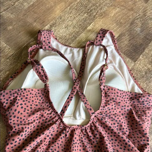 Kona Sol Women's Spotted Print High Neck Ruched Full Coverage One Piece Swimsuit