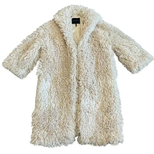 Robert Rodriguez Long-Length Shaggy Faux Fur Coat Cream Jacket Teddy Size XS