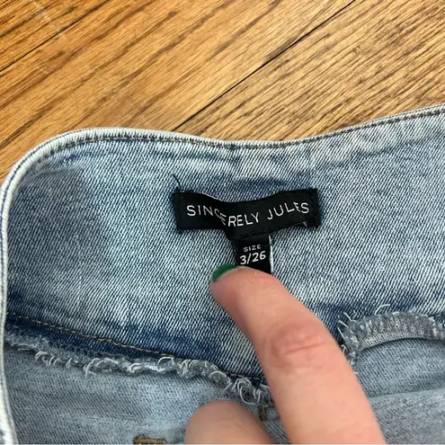 Sincerely Jules | Asymmetrical Denim Button Front Slit Midi Skirt Size 3/26