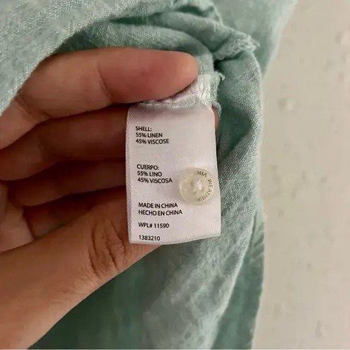 Weatherproof 🦋 Vintage Linen Short Sleeve Button Down Tie Front Shirt Blouse L