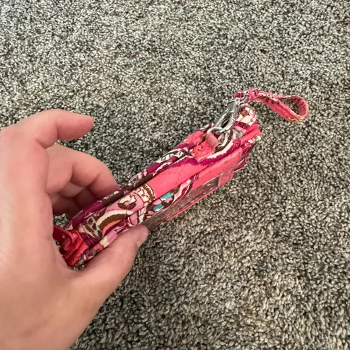 Vera Bradley  Call Me Coral Pink Coin Purse Wristlet w/ Zipper & Clear Card Slot