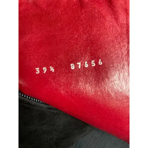 ESCADA Mink Trim Knee High Suede Stiletto Boots Shoes Black White Fur 39.5 9.5