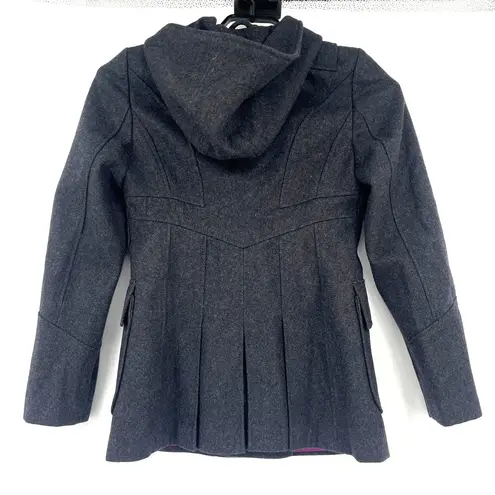 Miss Sixty Y2K Wool Military Hooded Pea Coat Sz S Double Breasted Goth Academia