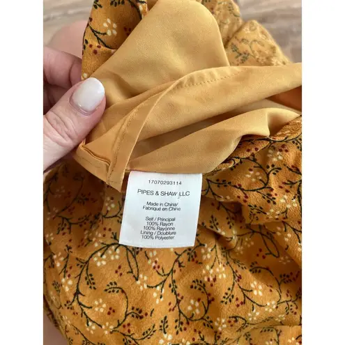 Veronica Beard Spencer Floral Print Ruffle Zip Font Skirt Size 2 Saffron