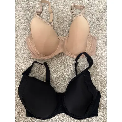 Wacoal Retro Chic Lightly Padded Lace Accents Full Coverage Bra Bundle(2), 32DD