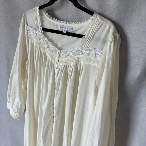 Eileen West Cream Cotton Lawn Long Sleeve Ballet Nightgown Dressing Gown size L Size L