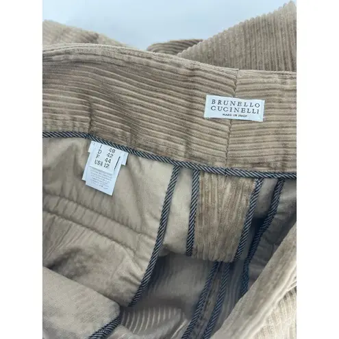 Brunello Cucinelli Cropped Cotton Corduroy Tapered Pants In Light Brown