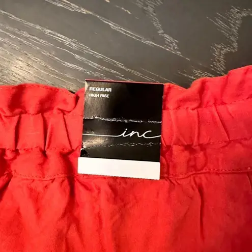 INC Linen Blend High Rise Bermuda Shorts with Tie-Belt, Orange, XS