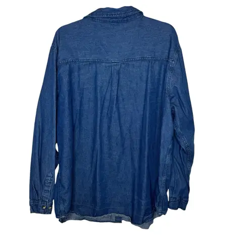 Cabin creek Embroidered Cat Denim Long Sleeve Button Down Shirt 22W