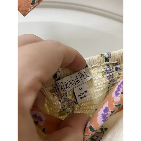 Patrons of Peace Dress Womens Medium Cream Floral Tie Strap Maxi Pockets Boho