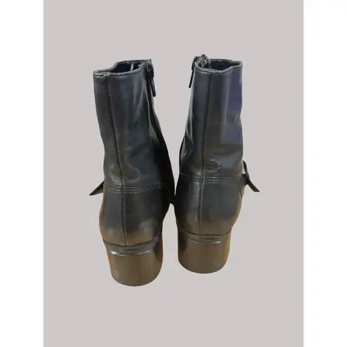 Bandolino Womens Black Leather Mid-Heel Ankle Boots Size 7.5M