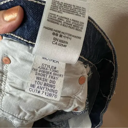 MOTHER Superior The Dodger Frayed Raw Hem Blue Denim Jean Shorts NEW 30
