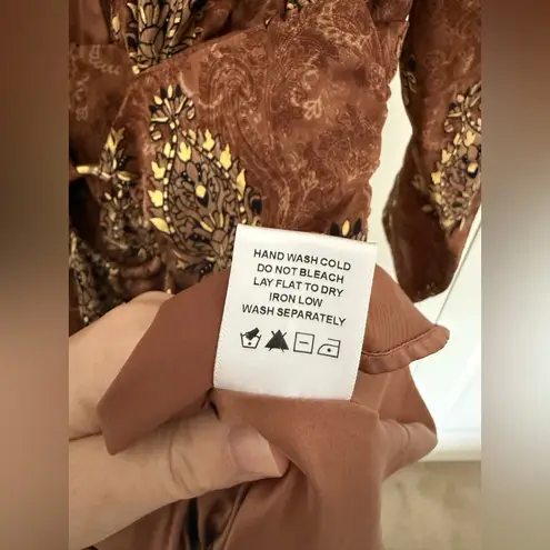 Majorelle Revolve Violeta Mini Dress Arabian Copper Gold Floral Long Sleeve XS
