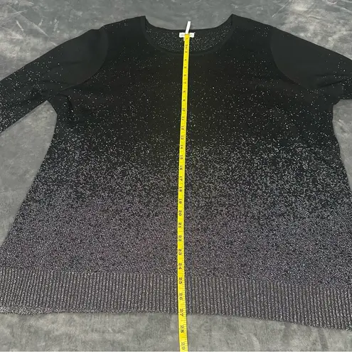 Avenue Womenâs Long Sleeve Sweater with Gradient Sparkle Size 22/24 (RN138302) Black