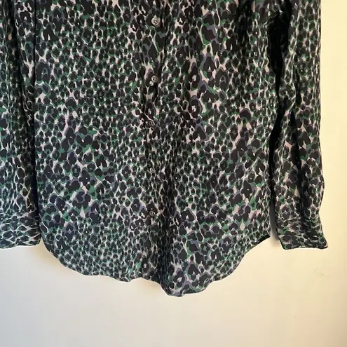 Equipment  silk animal print button Down top