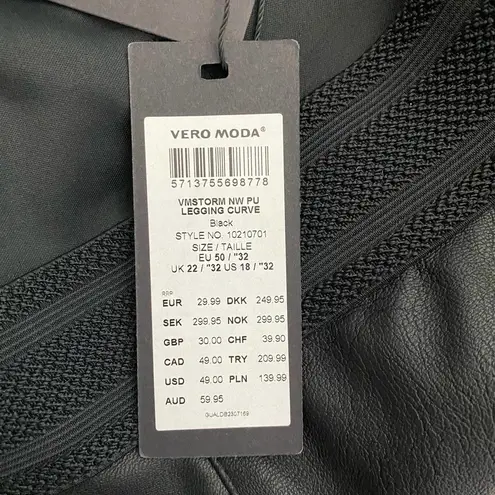 VERO MODA Curve Faux Leather Pantalegging Black