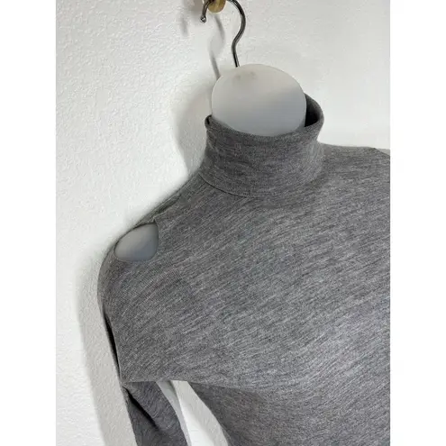 Vince  Small S Cold Shoulder Wool Turtleneck Sweater Gray Thin Knit