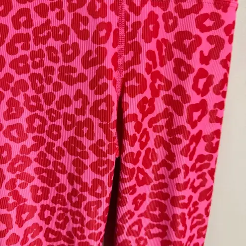 Beach Riot Ayla Legging in Famous High Risk Red Leopard Pink Ribbed- Size XS