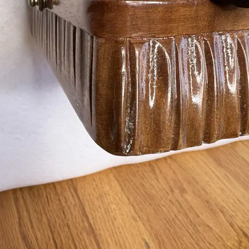 Timmy Woods Carved Lounging Luxury Cat Kitty Minaudiere Purse Shoulder Bag Lined Brown