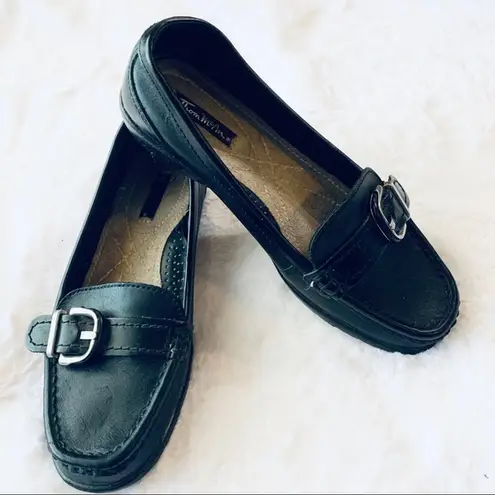Thom McAn Black Leather Slip On Loafers Size 5.5 Professional Work Flats