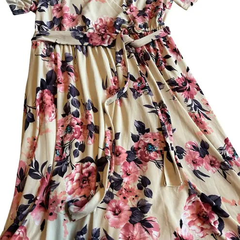 Pinkblush Maternity High Low Floral Print Dress Hi-Lo Short Sleeve Size Large