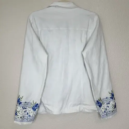 Denim & Co Vintage Embroidered Stretch Long Sleeves Jean Jacket