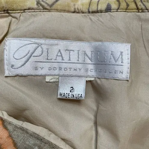 Vintage Platinum Dorothy Schoelen Skirt Abstract Brown Yellow Orange Lined Size 2
