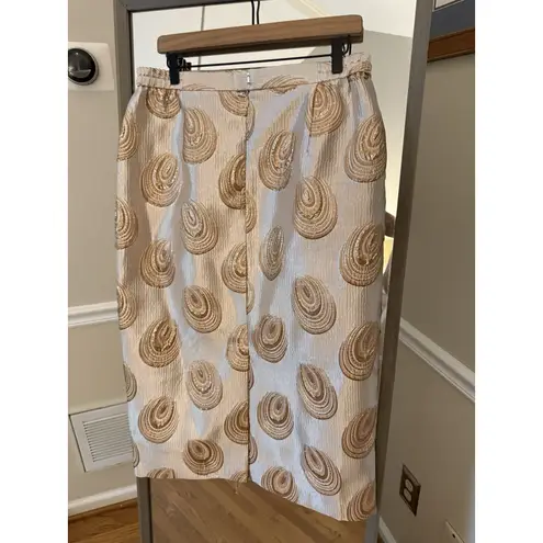 Terramina New York Gold Embroidered Brocade Skirt Size 12 Champagne Metallic