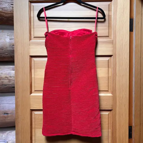 Daisy Y2K Women's Red Strapless Retro Bandage BodyCon Pleated Rouched Dress Size Small