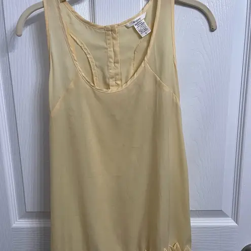 Esley  (Anthropologie) Ruffle Fringe Bottom Tank Shirt Top Small Light Yellow