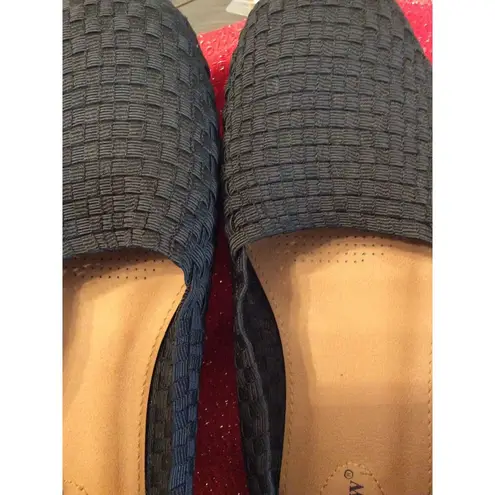 Comfortview  Black Womens Weaved Flats Size 10WW Slip On