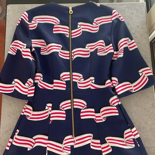 Draper James DRAPER JAMES fit and flare zip up navy dress V neck elbow length sleeves size 0 - Image 8