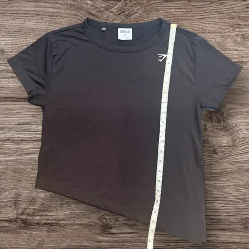 Gymshark  Black XS Asymmetrical Hem T Shirt Active Workout Side Slit Lightweight