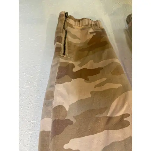 American Eagle AEO Stretch Camo Denim Jogger Pants Elastic Waist & Cuffs EUC Sz 12 Cotton Tan